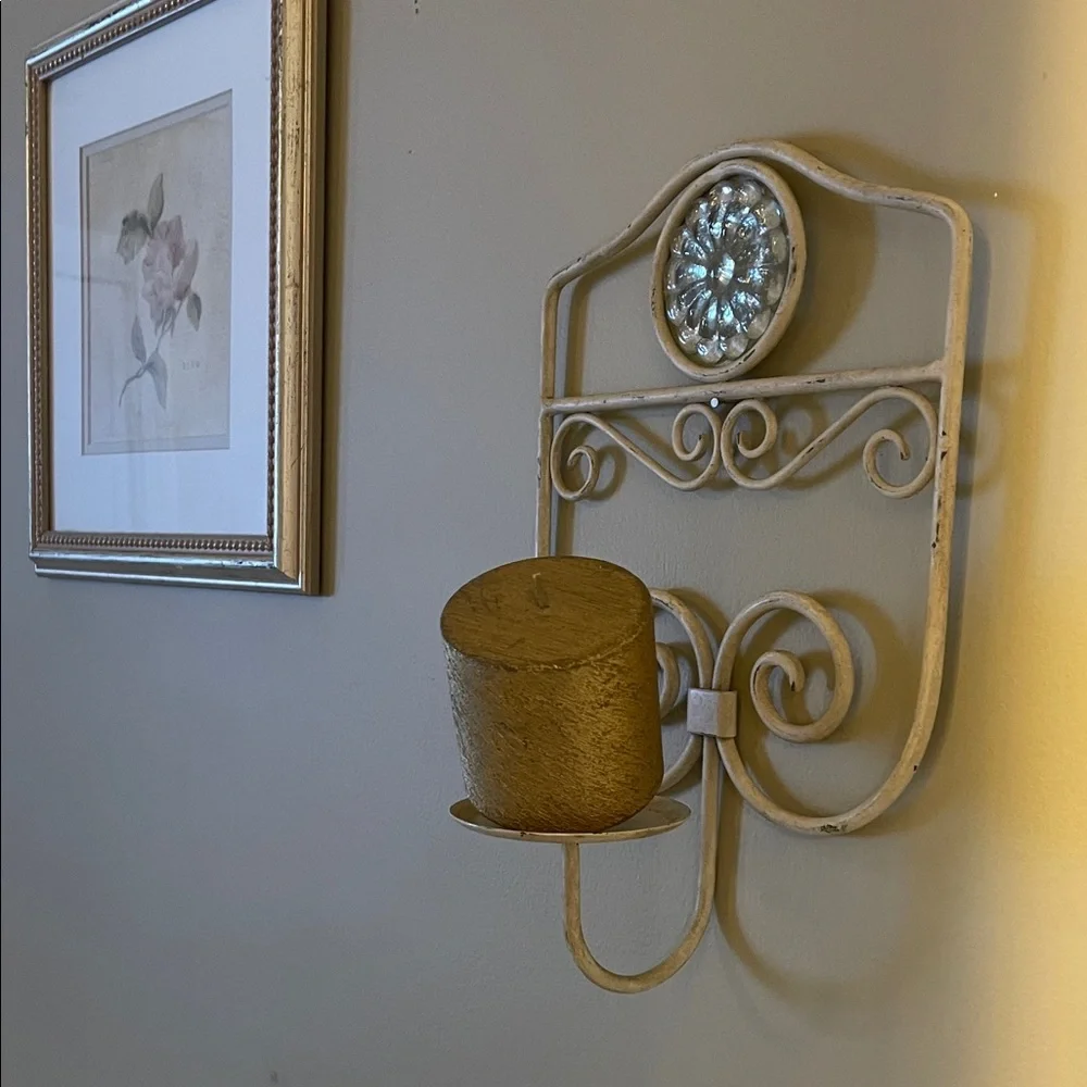 Wrought Iron Wall Sconce with Glass Accent